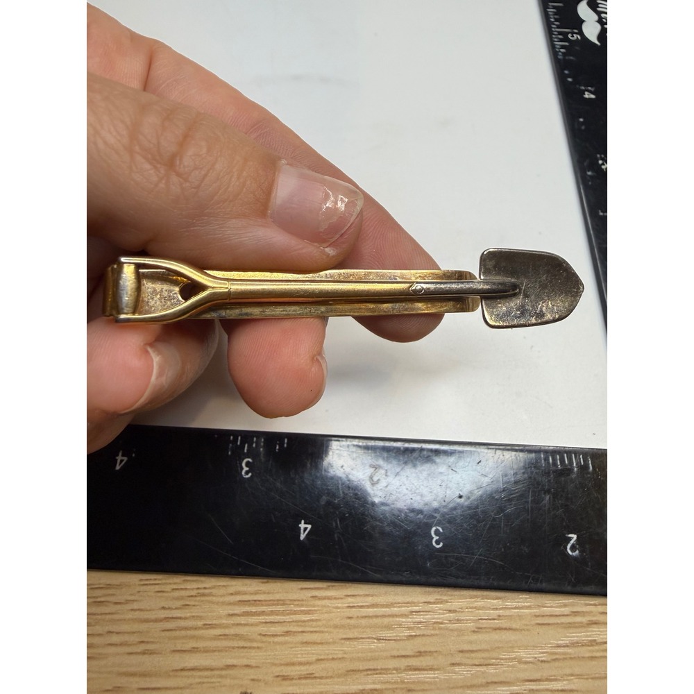 Swank Vintage Shovel Tie Clip Two Tone Gold Silver Novelty Men Accessory